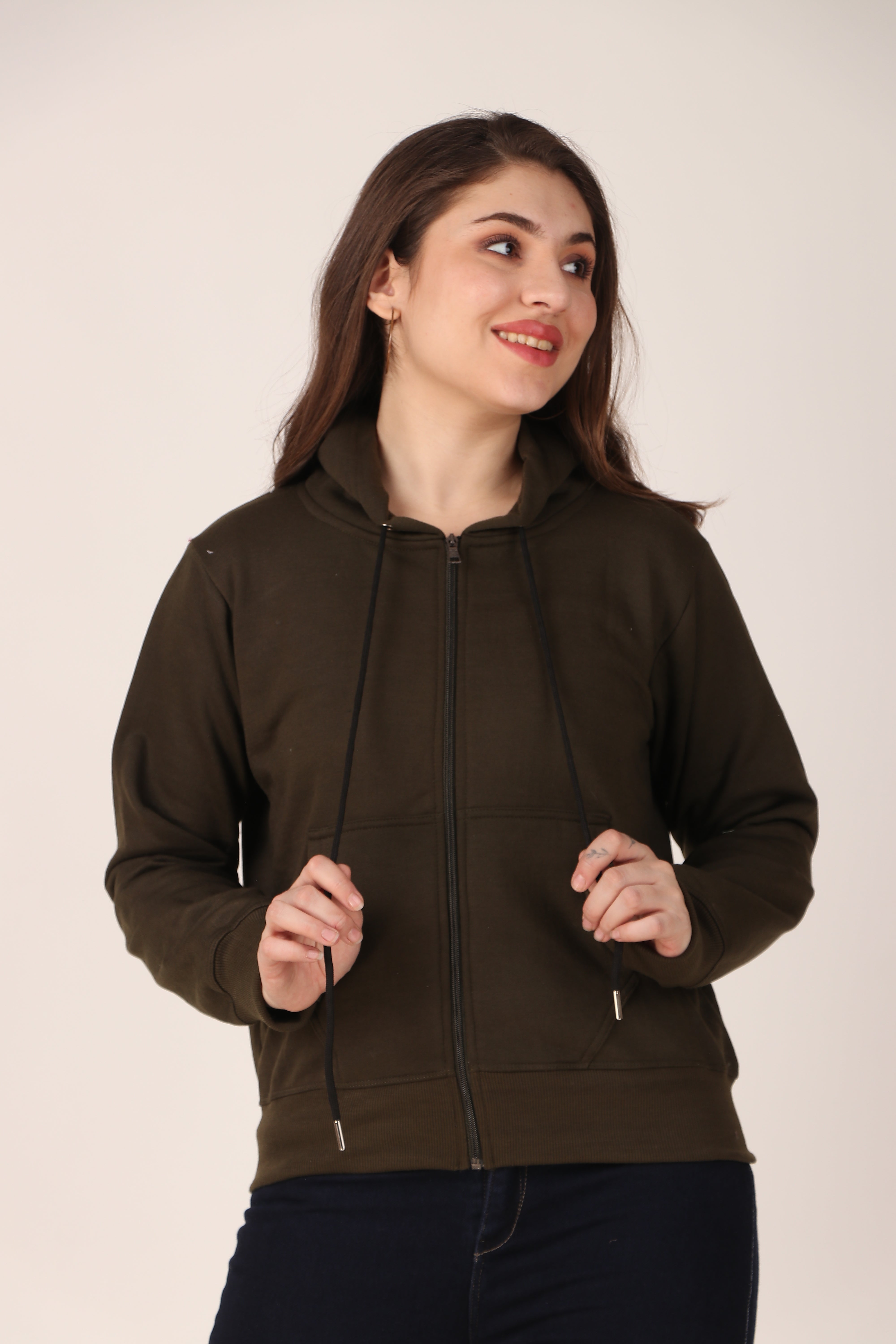 Women's Zip-Up Hoodie Full Zip Cotton Blend Hoodie with Pockets, Long Sleeve