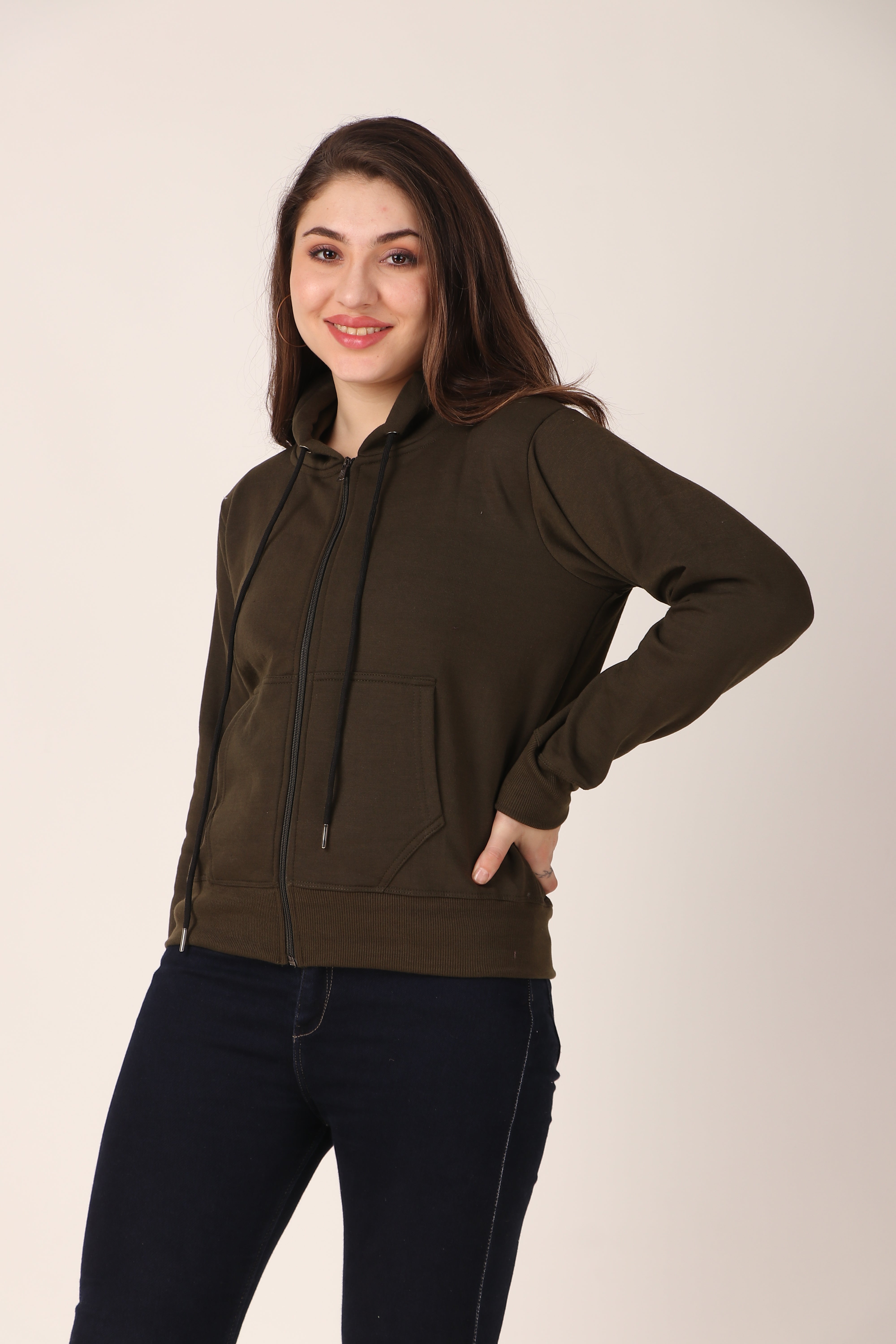 Women's Zip-Up Hoodie Full Zip Cotton Blend Hoodie with Pockets, Long Sleeve