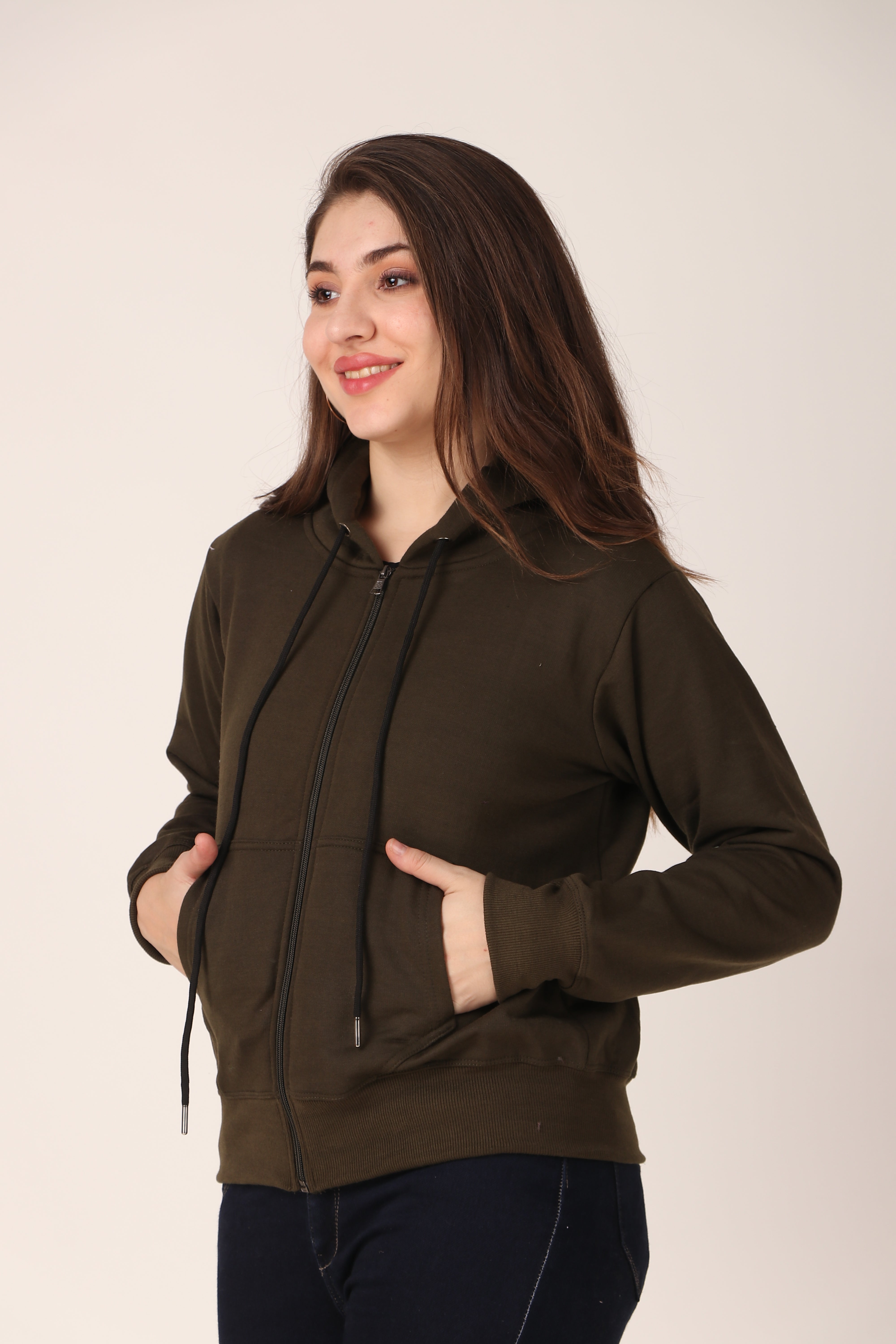 Women's Zip-Up Hoodie Full Zip Cotton Blend Hoodie with Pockets, Long Sleeve